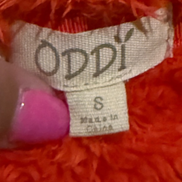 ODDY Cozy Red-Orange Fleece Pull Over Sweater - Picture 3 of 6